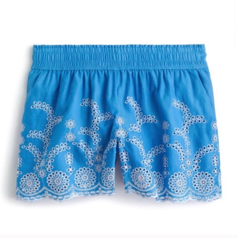 NWT J. Crew Pull On Shorts w/Floral Embroidery M